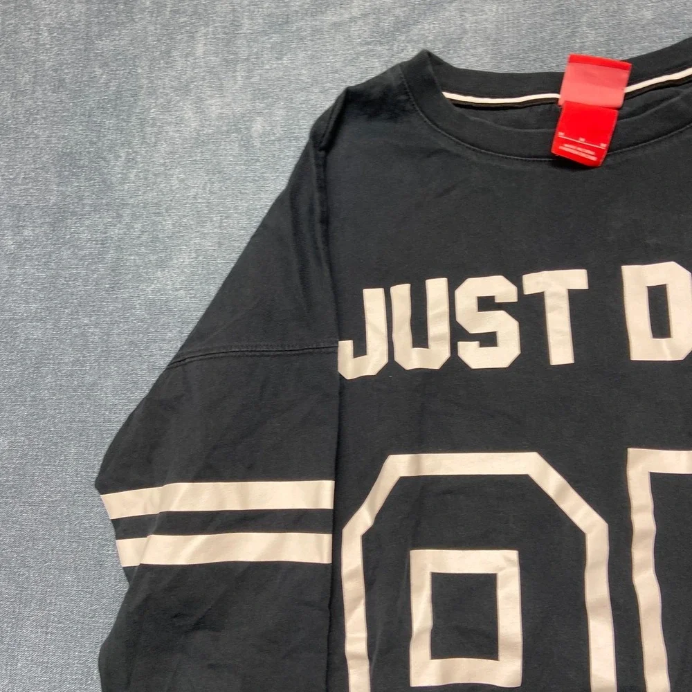 Nike Shirt Womens M Black Cotton Just Do It #95 Spell Out 3/4 Sleeve Pullover
